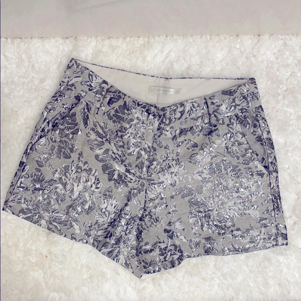 LC Lauren Conrad Silver Floral Shorts